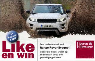 Like Facebook & Win een testweekend met de Range Rover Evoque!