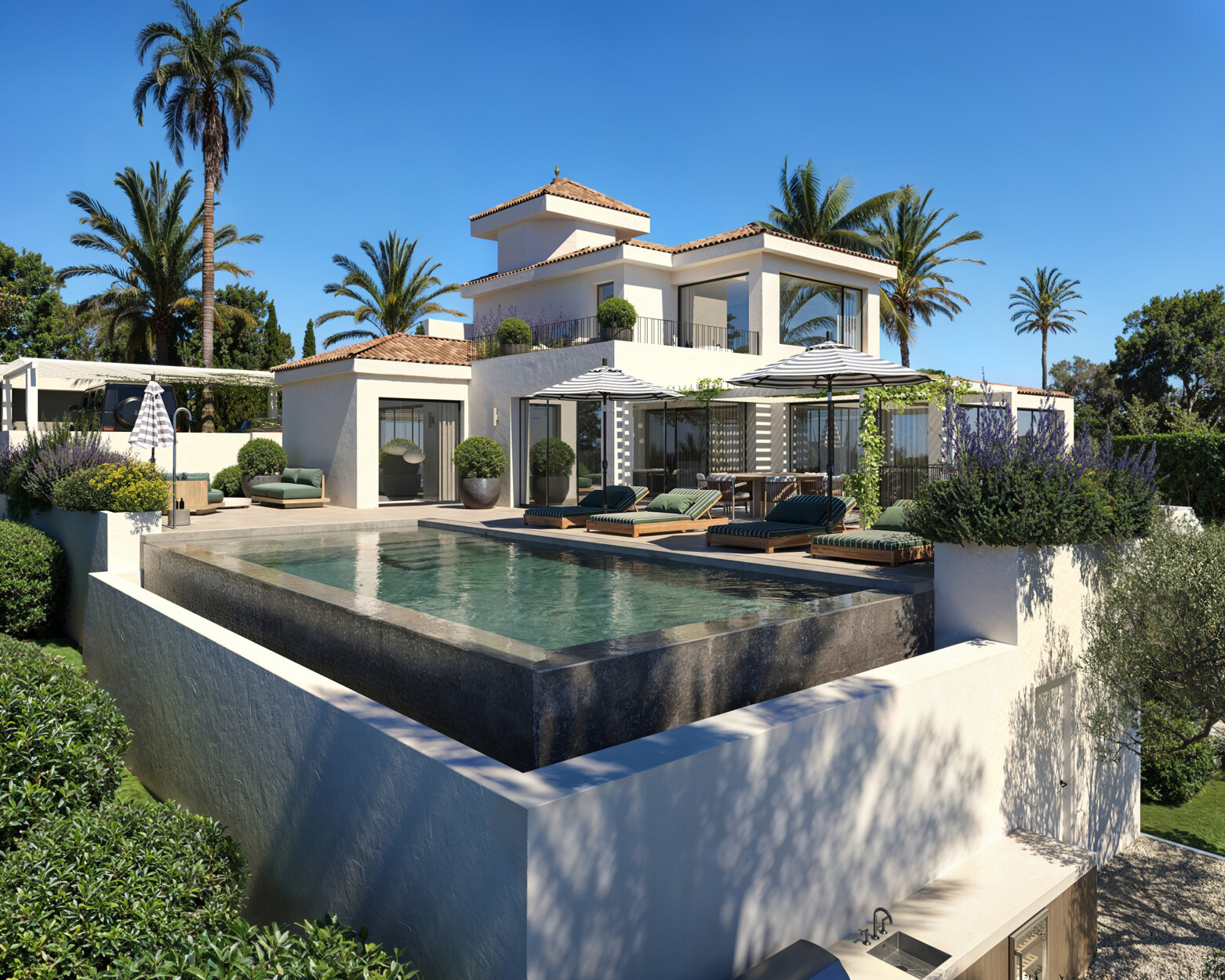 Charmant Scandinavisch-Frans stijl villa project met panoramisch uitzicht in Nueva Andalucía