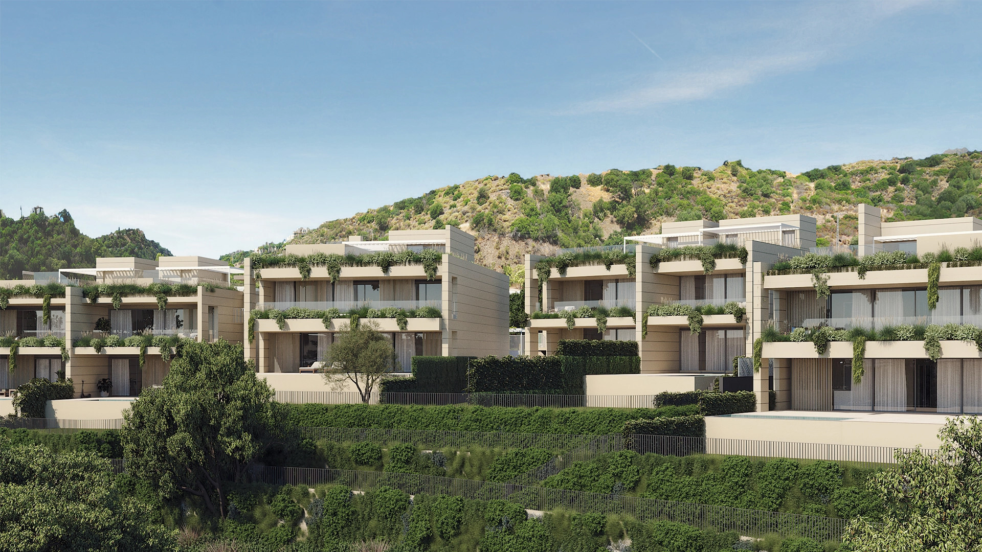 Appartement omgeven door beschermde natuur met een privézwembad en tuin in Elviria